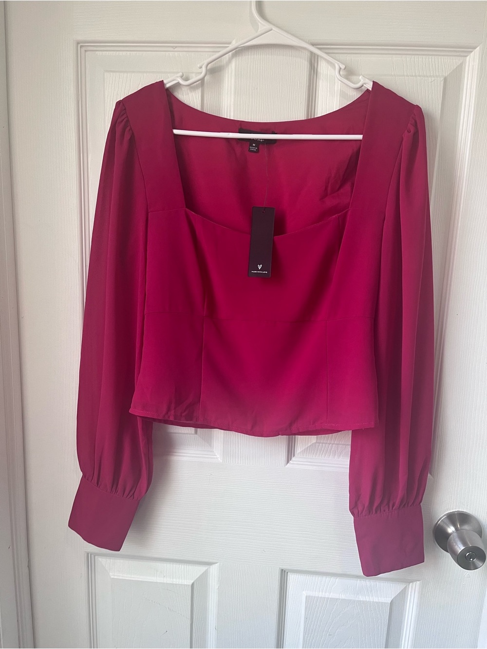 Lulu's burgundy Square-Neck Long Sleeve Blouse